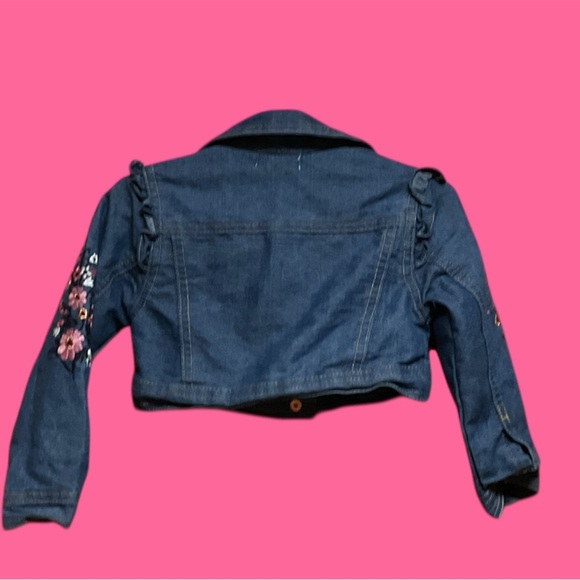 NANETTE LAPORE BLUE JEAN JACKET SIZE 2T WITH EMBELLISHED SLEEVES LIKE NEW - Picture 2 of 4